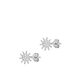 Silver CZ Earrings - Sun