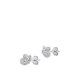 Silver CZ Earrings - Butterfly