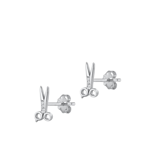 Silver CZ Earrings - Scissors