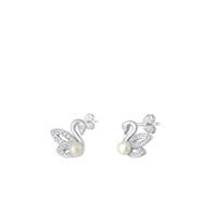 Silver CZ Earring - Swan