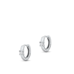 Silver CZ Huggie Hoops