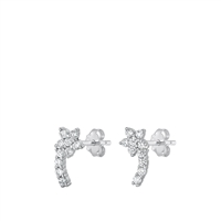Silver CZ Earrings - Flowers