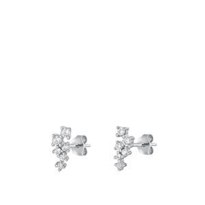 Silver CZ Earrings - Cluster