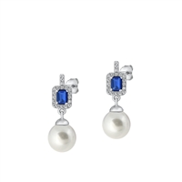 Silver CZ Earrings - Pearl