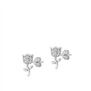 Silver CZ Earrings - Rose