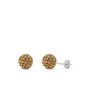 Silver Crystal Ball Earring - 9 mm