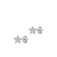 Silver CZ Earrings - Flower