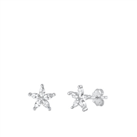 Silver CZ Earrings - Flower