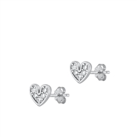 Silver CZ Earrings - Heart