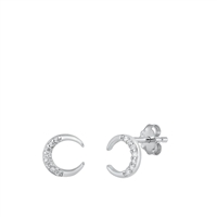 Silver CZ Earrings - Moon