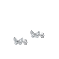 Silver CZ Earrings - Butterflies