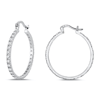 Silver Round CZ Hoops