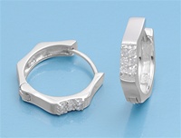 Silver CZ Huggie Earrings