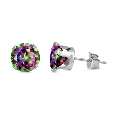 6mm Round Color CZ Stud Earrings - Stamping