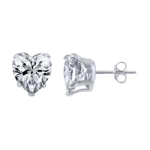 Heart Clear CZ Stud Earrings - Stamping