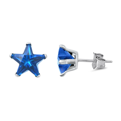 4mm Star Color CZ Stud Earrings - Stamping