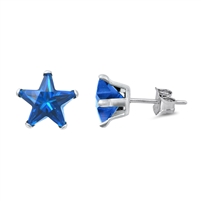 8mm Star Color CZ Stud Earrings - Stamping
