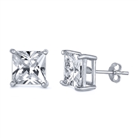 Square Clear CZ Stud Earrings - Casting