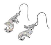 Silver Lab Opal Earrings - Seahorse