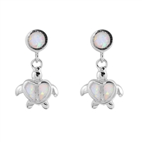 Silver Lab Opal Earrings - Turtle
