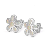 Silver Lab Opal Earrings - Flower