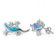 Silver Lab Opal Earrings - Lizard