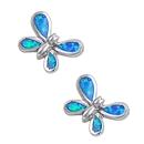 Silver Lab Opal Earrings - Butterfly