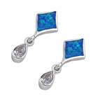 Silver Lab Opal Earrings