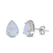 Silver Lab Opal Earrings