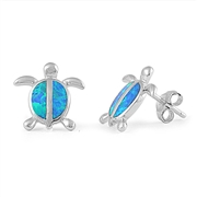 Silver Lab Opal Earrings - Turtle