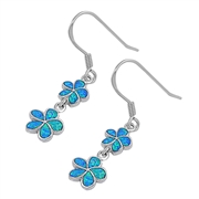 Silver Lab Opal Earrings - Plumeria