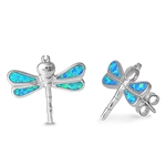 Silver Lab Opal Earrings - Dragonfly