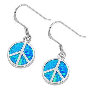 Silver Lab Opal Earrings - Peace Sign