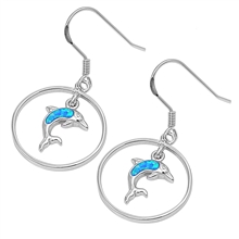 Silver Lab Opal Earrings - Dolphin