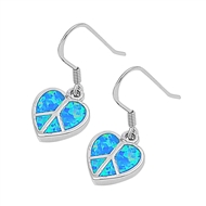 Silver Lab Opal Earrings - Peace Heart