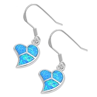 Silver Lab Opal Earrings - Peace Heart