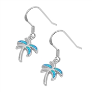 Silver Lab Opal Earrings - Palm Tree