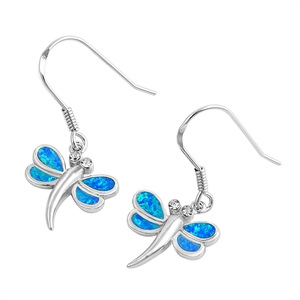Silver Lab Opal Earrings - Dragonfly