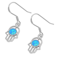 Silver Lab Opal Earrings - Hand of God