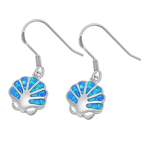 Silver Lab Opal Earrings - Seashell