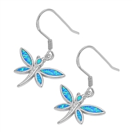 Silver Lab Opal Earrings - Dragonfly