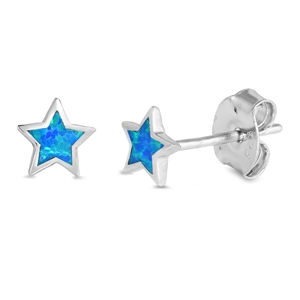 Silver Lab Opal Earrings - Star