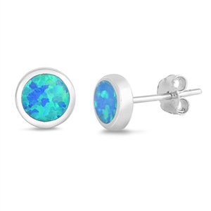 Silver Lab Opal Earrings - Circle