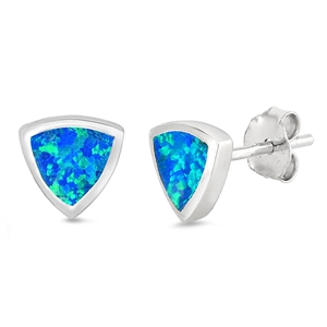 Silver Lab Opal Earrings - Triangle