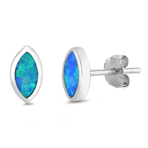 Silver Lab Opal Earrings - Marquise