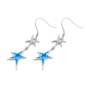 Silver Lab Opal Earrings - Starfish