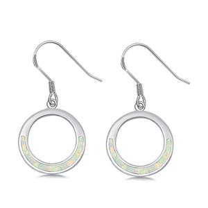 Silver Lab Opal Earrings - Open Circle