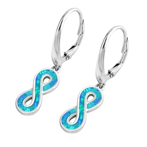 Silver Lab Opal Earrings - Infinity