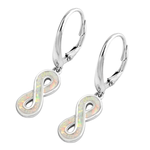 Silver Lab Opal Earrings - Infinity