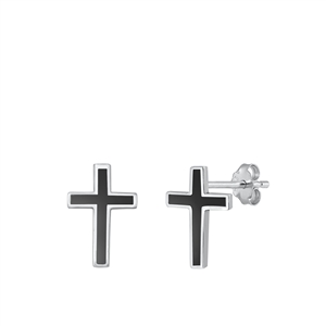 Silver Stone Earrings - Cross